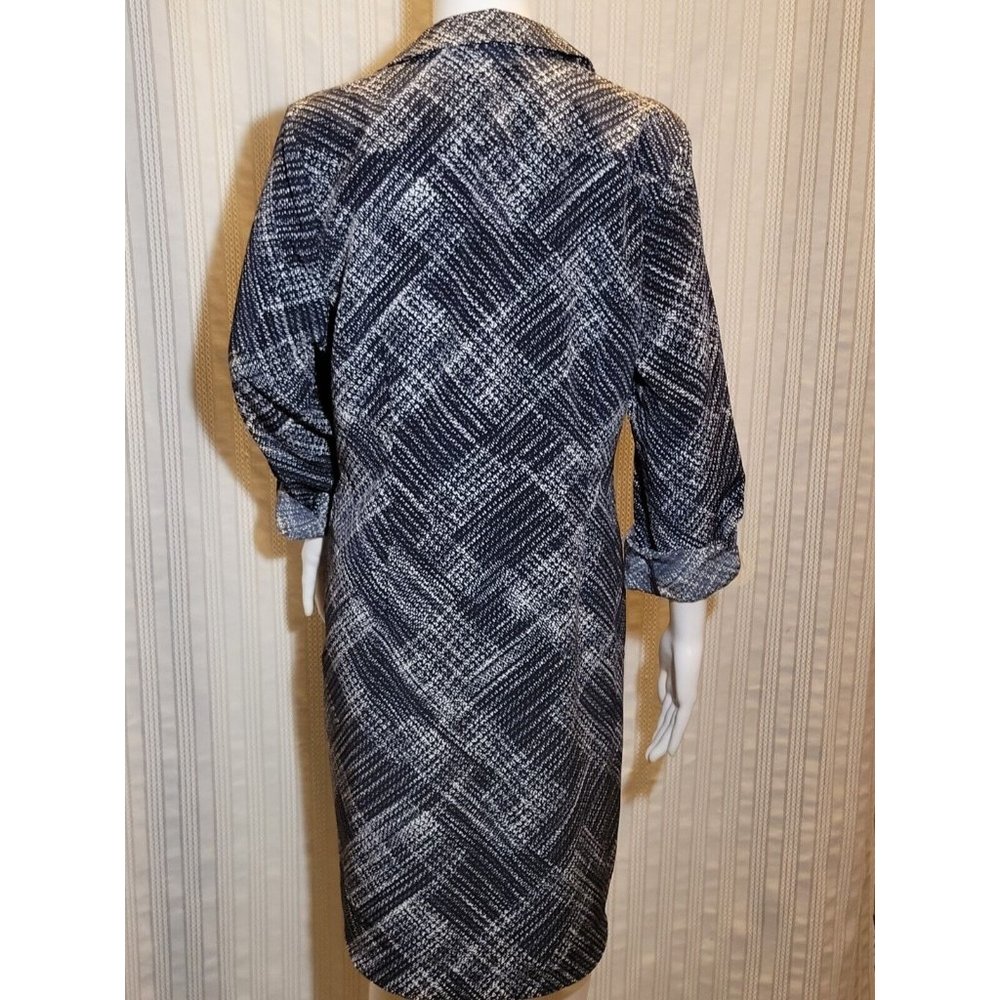 The Limited Ashton Black White Printed Tunic Pop Over Shirt Dress Tab Sleeves L - Picture 7 of 9